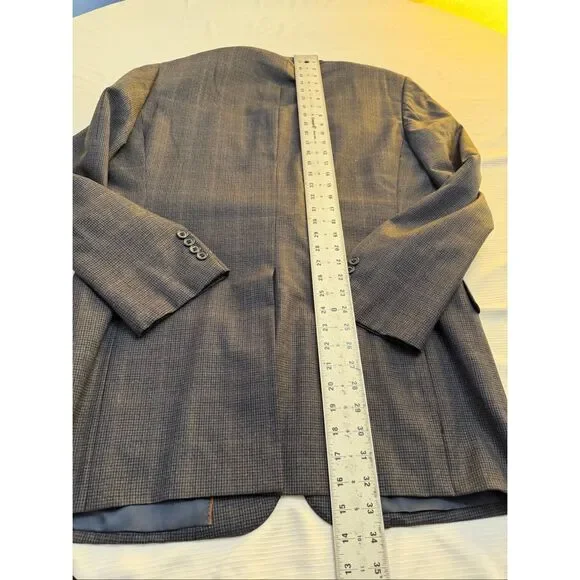 Brooks Brothers 1818 Madison Navy Blue Plaid Gingham Wool Blazer Size 42L